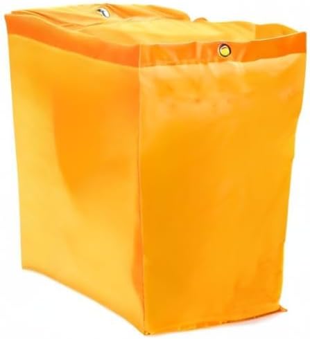 QWORK Janitorial Cart Bag, 24 Gallon Waterproof Large Capacity Padded Housekeeping Commercial Replacement Cleaning Cart Bag for Collecting Trash or Clothing (Yellow), 2 Pack