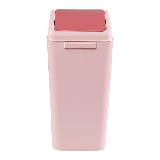 4.5 Gallon Trash Can with Swing Lid, Plastic Swing Top Trash Can (Pink)