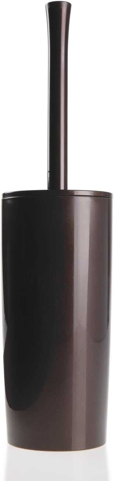 mDesign Slim Plastic Toilet Bowl Brush and Holder Set, Modern Compact Storage Organizer Cleaner Scrubber for Toilet - Heavy Duty Cleaning Plunger for Bathroom, Aura Collection - Bronze