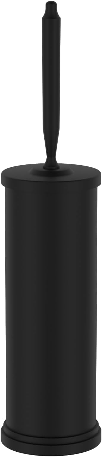 Premium 304 Stainless Steel Toilet Brush and Holder: Weighted Stable Base, Removable Inner Tube, Splash-Proof Design for 360° Thorough Cleaning & Space-Saving Storage,Black