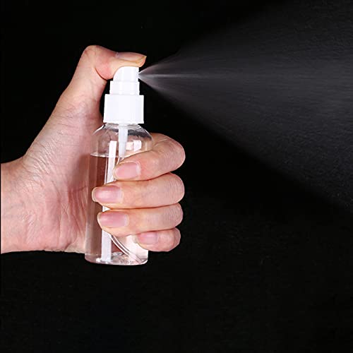 TINFO Spray Bottles, 24 Pack 50 Milliliter 2 Ounce Clear Empty Fine Mist Plastic Mini Travel Bottle Set, Small Refillable Liquid Containers