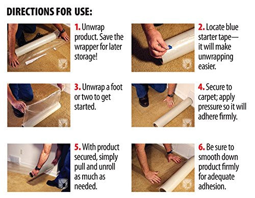 ArmorDillo Easy 36" x 200' Carpet Protector + Free Knife. Keeps Carpets Cleaner Than a Married Guys Search History. Easy Start 3mil-3ply USA-Made Tough. for Contractors, DIYers & Guys Named Todd.