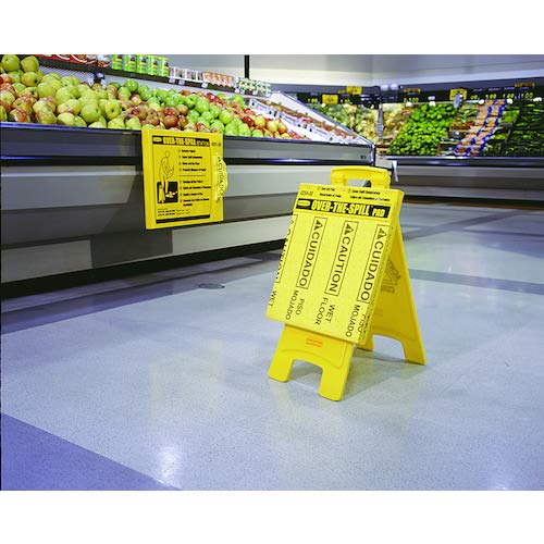 Rubbermaid Commercial Products Over the Spill Pad Station Kit Absorbent Mat Pads Yellow Large Fast at Absorbing Water/Oil/Beverages For Residential/Commercial/Restaurant/Office/Facility Use