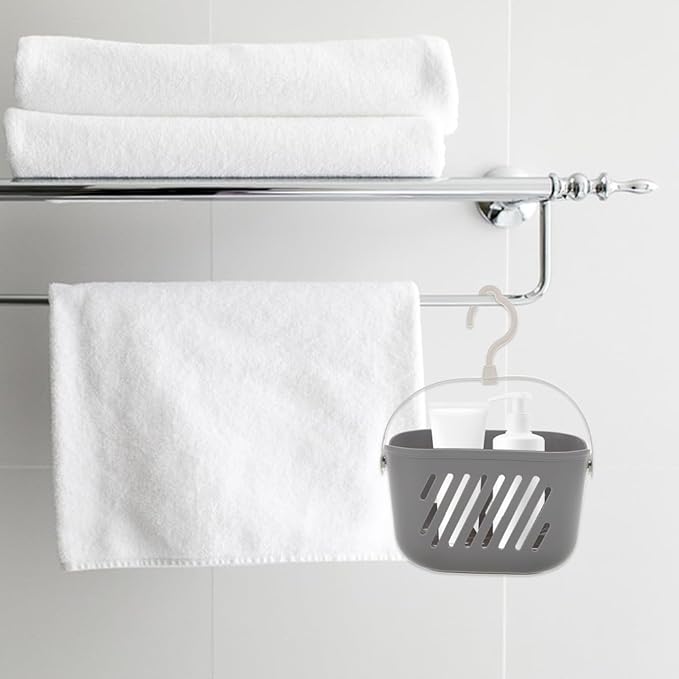 PRETYZOOM Hanging Shower Basket with Hook 8.26 X 5.51 X 5.11 Inch Plastic Bathroom Organizer for Toiletries and Cleaning Supplies Space-Saving Hanging Shower Caddy