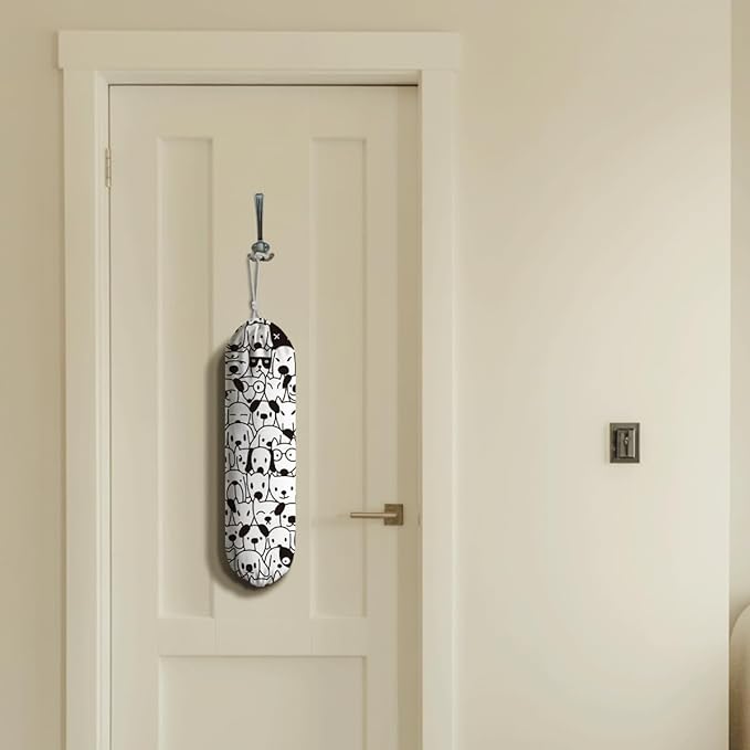 Dog Plastic Bag Holder, Cute Dogs Reusable Shopping Bags Storage Dispenser, Fabric Garbage Trash Bag Dispenser for Home Kitchen Pantry Cabinet, Wall Mount, Kitchen Housewarming Gifts
