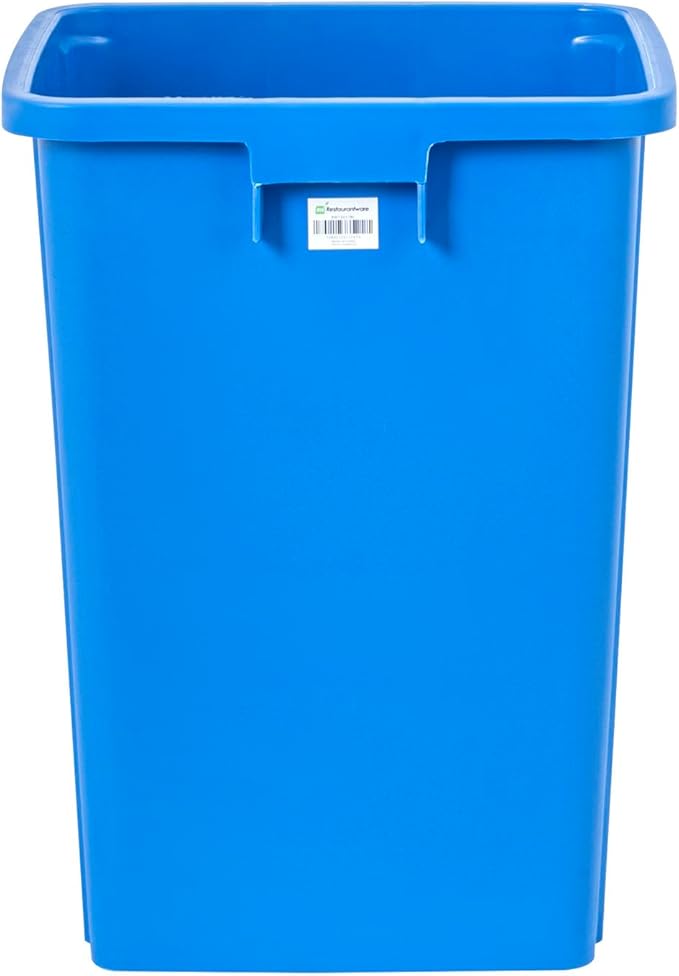 Restaurantware-Clean Tek Professional 19 Gallon Trash Can, 1 Square Waste Basket - Lid Sold Separately, Space Saving, Blue Plastic Garbage Bin, Ideal For Home, Office, Restaurant, And More