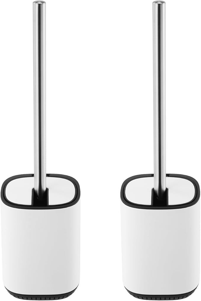 Toilet Brush and Holder Set Toilet Bowl Brush Stainless Steel Automatic Open lid Toilet Bowl Cleaner Brush Set Toilet Scrubber Kit Toilet Cleaning Brush for Bathroom