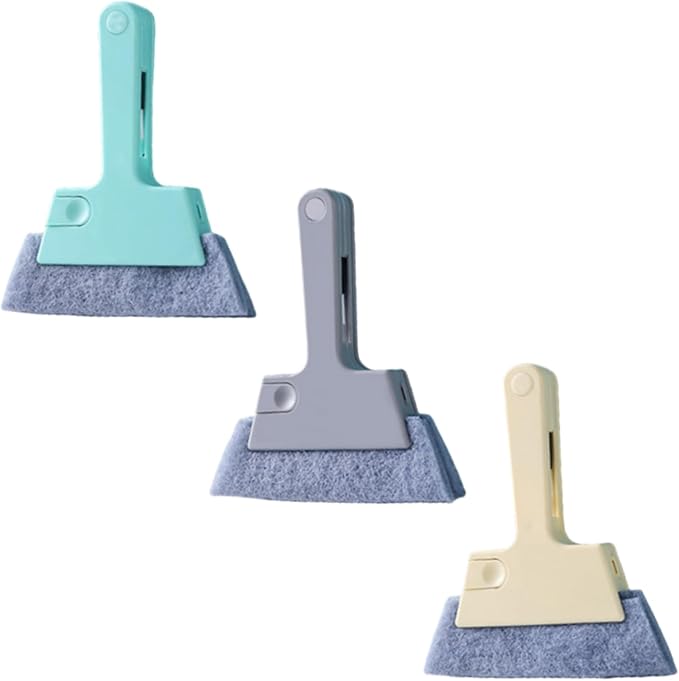 Window Track Cleaner, 4-in-1 Window Groove Cleaning Brush with Scraper and Dust Remover, Multi-Function Gap Cleaning Tool for Window Slider Dead Corners and Grime Removal, 5.31 x 6.3 Inch (Mix 3)