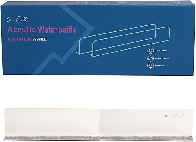 Magnetic Kitchen Sink Splash Guard, Transparent Acrylic (Frosted) - Suitable for Bathroom Kitchen Oil Splash Countertop Dividers Bathroom Sink Splash Guard (8.86 & 10.2) (2pcs)