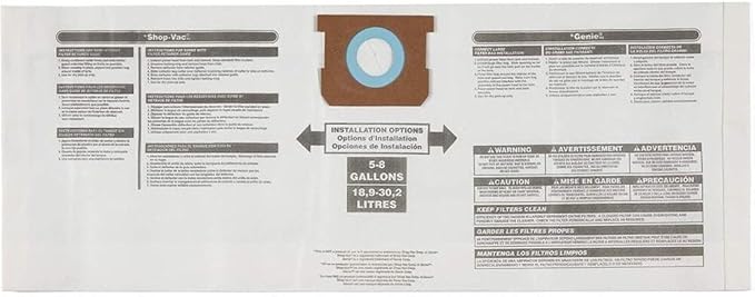 CRAFTSMAN CMXZVBE38767 General Purpose Wet Dry Vac Dust Collection Bags for Most 5 to 8 Gallon Shop Vacuums, Collects Dry Only Debris, Reduces Cleanup Time, 3-Pack