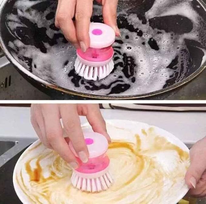 3Pcs Dish Brush with Soap Dispenser Soap Dispensing Brush Washing Utensils Kitchen Scrub for Cleaning Dishes Pot Pan Sink