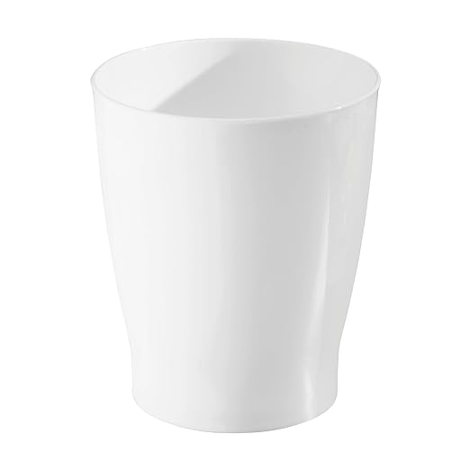 iDesign Small Round Plastic Trash Can - Ideal for Bathroom or Office, White, Set of 4, Made in USA