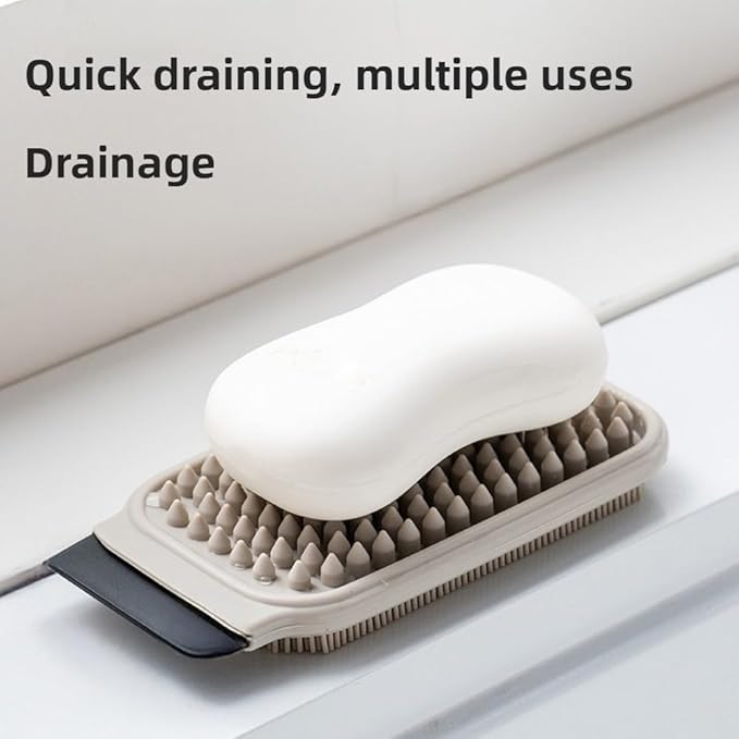 3-in-1 Silicone Dish Sponge-Food-Grade BPA-Free Cleaning Brush with Dual-Sided Comb&Scraper,Hanging Hole for Easy Storage,Fast-Dry Reusable Kitchen Gadget for Dishes/Fruits/Vegetables (Red 1PCS)