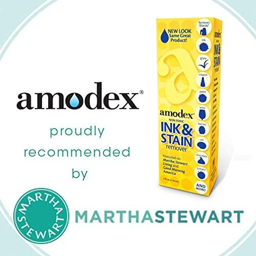 Amodex Ink and Stain Remover – Cleans Marker, Ink, Crayon, Pen, Makeup from Furniture, Skin, Clothing, Fabric, Leather - Liquid Solution - 4 fl oz Bottle - (Pack of 4)