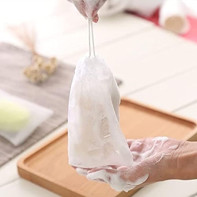 100PCS Thickened Double-layer Foaming Net Facial Cleanser Facial Foam Machine Handmade Soap Bag Cleansing Foam Bubble Bag Soap Net Soap Saver Pouch Mesh Bag