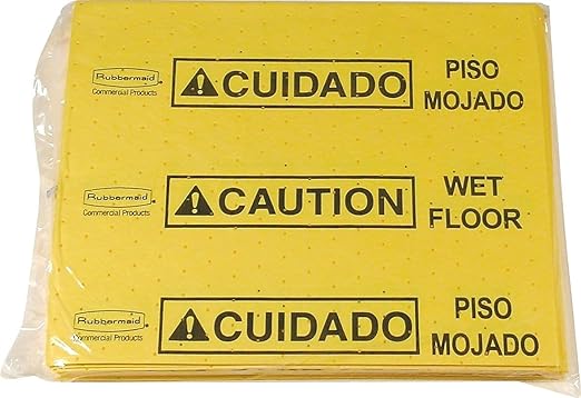 Rubbermaid Commercial Products, Over the Spill Pad Refill, Absorbent Mat Pads, Yellow, Medium, Fast at Absorbing Water/Oil/Beverages, For Residential/Commercial/Restaurant/Office/Facility Use