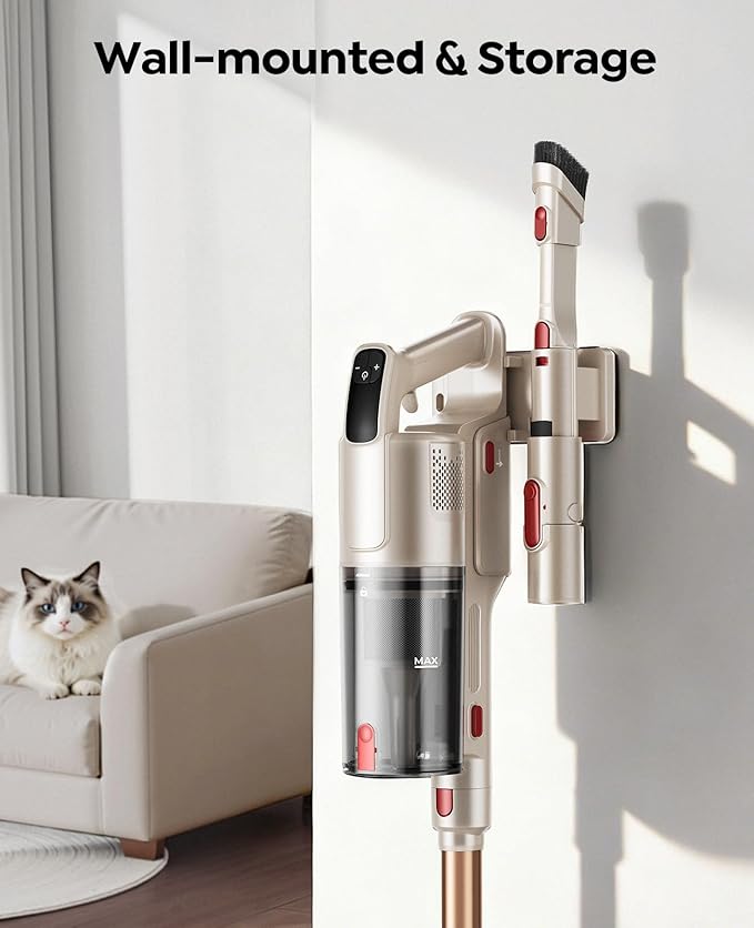 Cordless Vacuum Cleaner, 550W 45KPA 50Mins Rechargeable Battery, Stick Cordless Vacuum with Bendable Wand, Anti-tangle Brush, Extended Foldable to 90°, Handheld Vacuum Cleaner for Home/Pet Hair/Floors