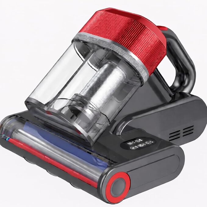 Mattress Vacuum Cleaner, 18Kpa Bed Vacuum with UV-C Light, Heat, HEPA Filter & Ultrasonic for Bed, Sofa, Couch & Crib Red