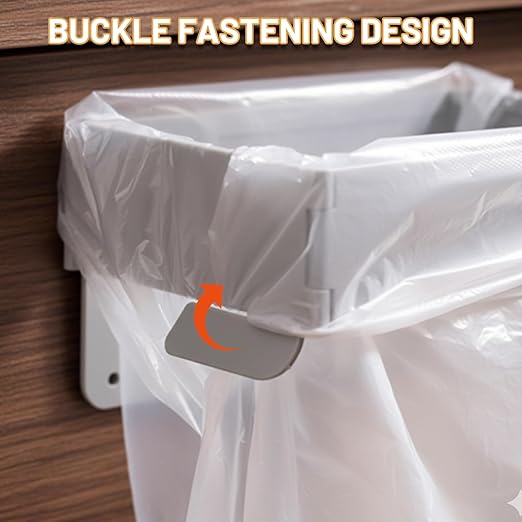 2PCS Foldable Trash Bag Holder, Portable Hanging Garbage Can Rack with Fixing Snap for Kitchen Cabinet Doors, Ideal for Small Spaces, RVs and Camping