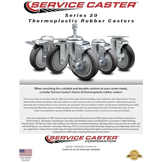 Rubbermaid Mobile Shelf Truck 5 Inch Replacement Swivel Caster - Fits Rubbermaid Mobile Shelf Truck FG9T4200BLA FG9T4300BLA and FG9T4400BLA - Service Caster Brand