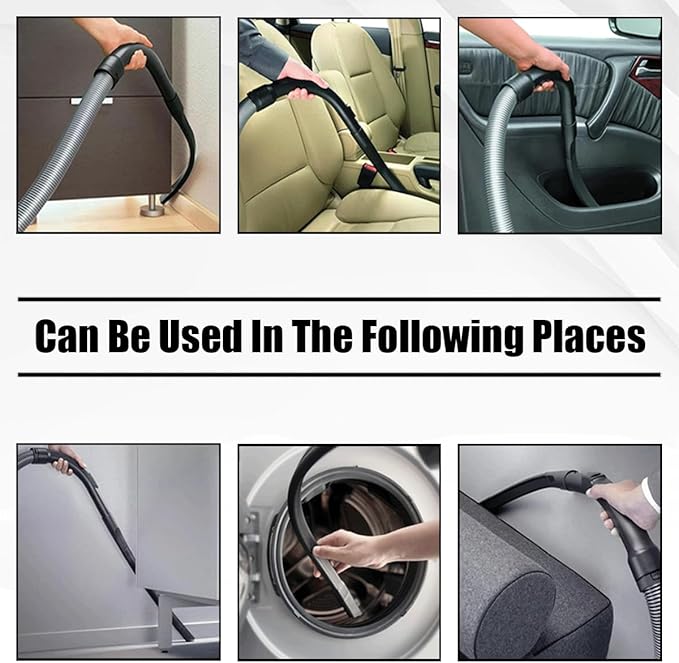 Universal 19" Flexible Crevice Tool & Brush Combo Vacuum Attachment for Car Detailing Dryer Lint Pet Hair, Fits 1-1/4" or 1-3/8 inch Connector Hoses Helps Clean Cobwebs on the ceiling Under Furniture