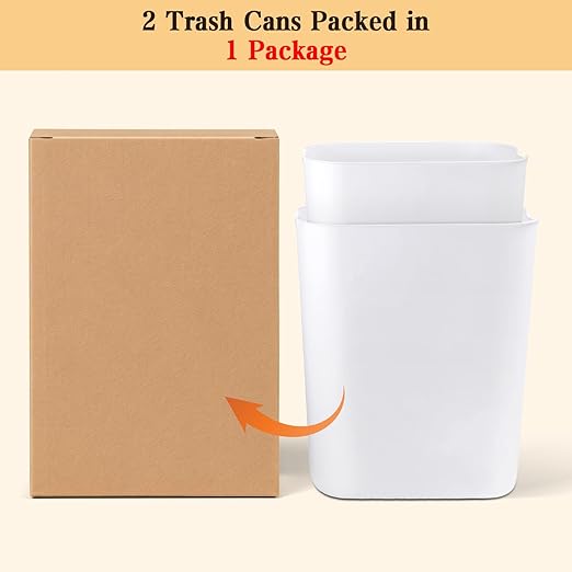 VZZNN 2 Pack Bathroom Trash Can with Lid 5Gal + 2.6Gal Bathroom Trash can - Touchless Smart Motion Sensor Trash can for Office, rv, Bedroom, Living Room, (White )