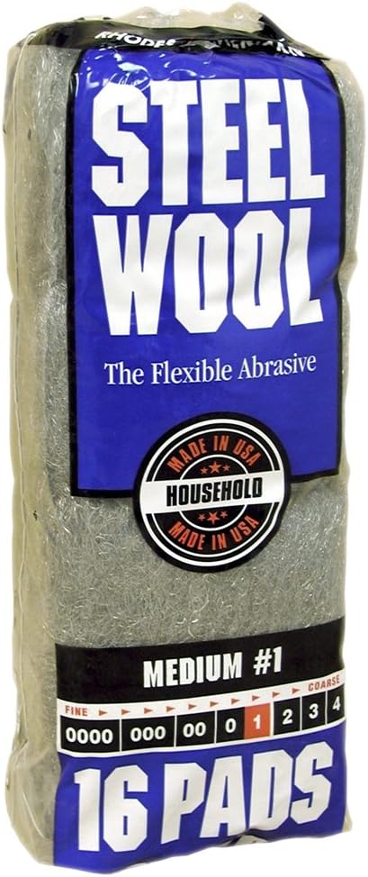 #1 Homax 106604-06 Rhodes American Steel Wool Pad Medium #1, 16-Pack