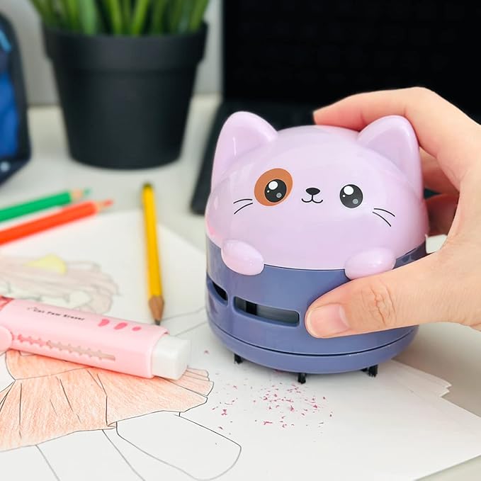 allydrew Mini Portable USB Desktop Vacuum, Lilac Kitty