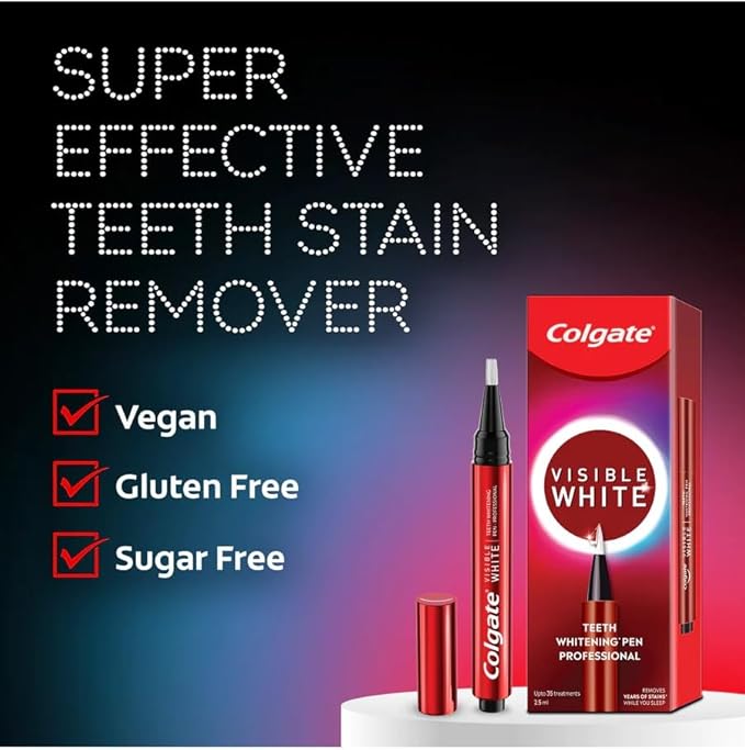Colgate Visible White Teeth Whitening Pen, Teeth Stain Remover to Whiten Teeth Leave On Teeth Whitening Treatment with Active Oxygen Technology, Whitens Teeth in 14 Days 13g/0.5oz