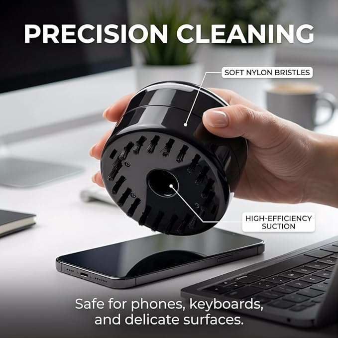 Desktop Vacuum Cleaner, Mini Portable Battery Powered Desktop Dust & Crumbs Sweeper for Keyboard, Desk, Home, Office and Car Cleaning, Black