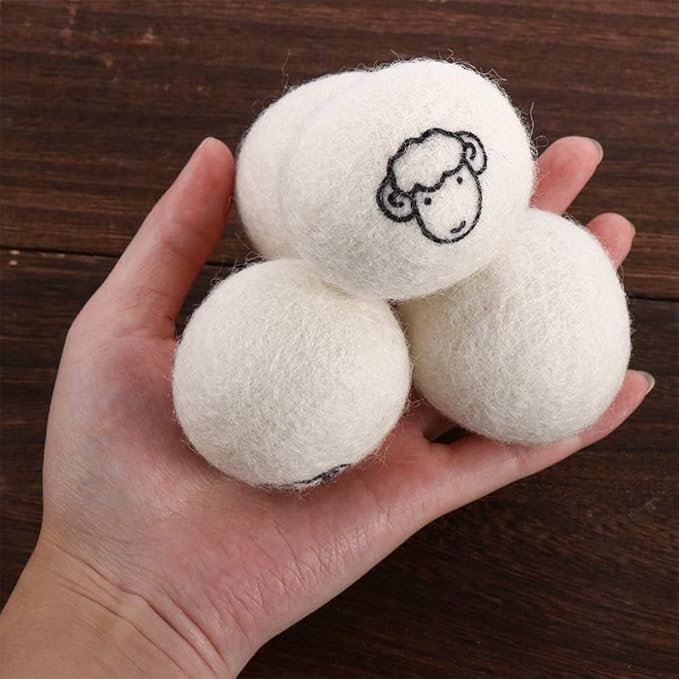 2Pcs Wool Dryer Balls, Natural Fabric Softener Alternative, Reusable Laundry Balls for Static and Wrinkle Reduction