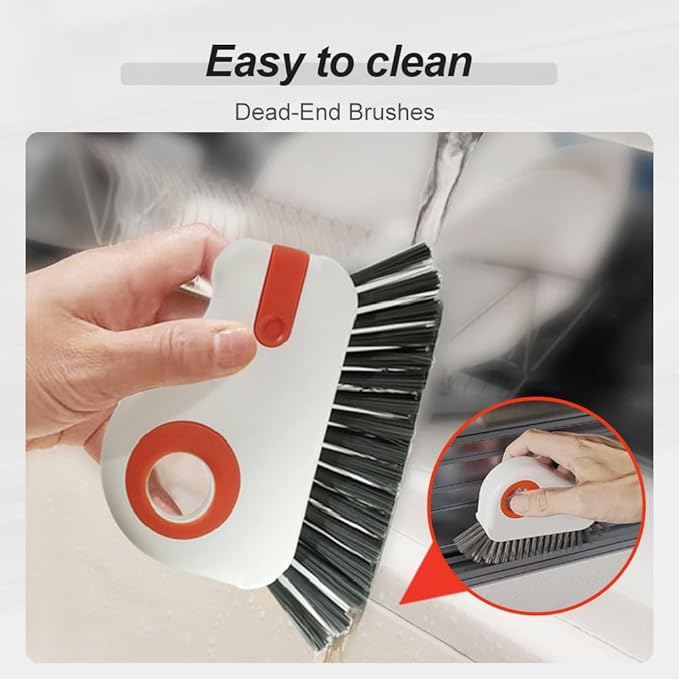 2 in 1 Groove Cleaning Brush Window Track Cleaning Tools, 2026 New Multipurpose Hard Bristle Crevice Cleaning Brush with Hidden Scraper for Sliding Door Track, Window Sill, Window Seal (Mix-2PCS)