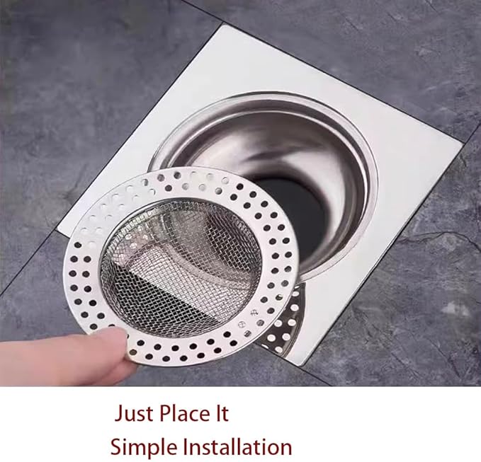 Shower Drain Hair Catcher, Shower Drain Basket, Easy to Clean Stainless Steel Mesh Hair Trap, Reusable Anti-Clog Drain Strainer Filter for Bathroom Sink, Shower & Tub, Fits 3-Inch Inner Diameter Holes