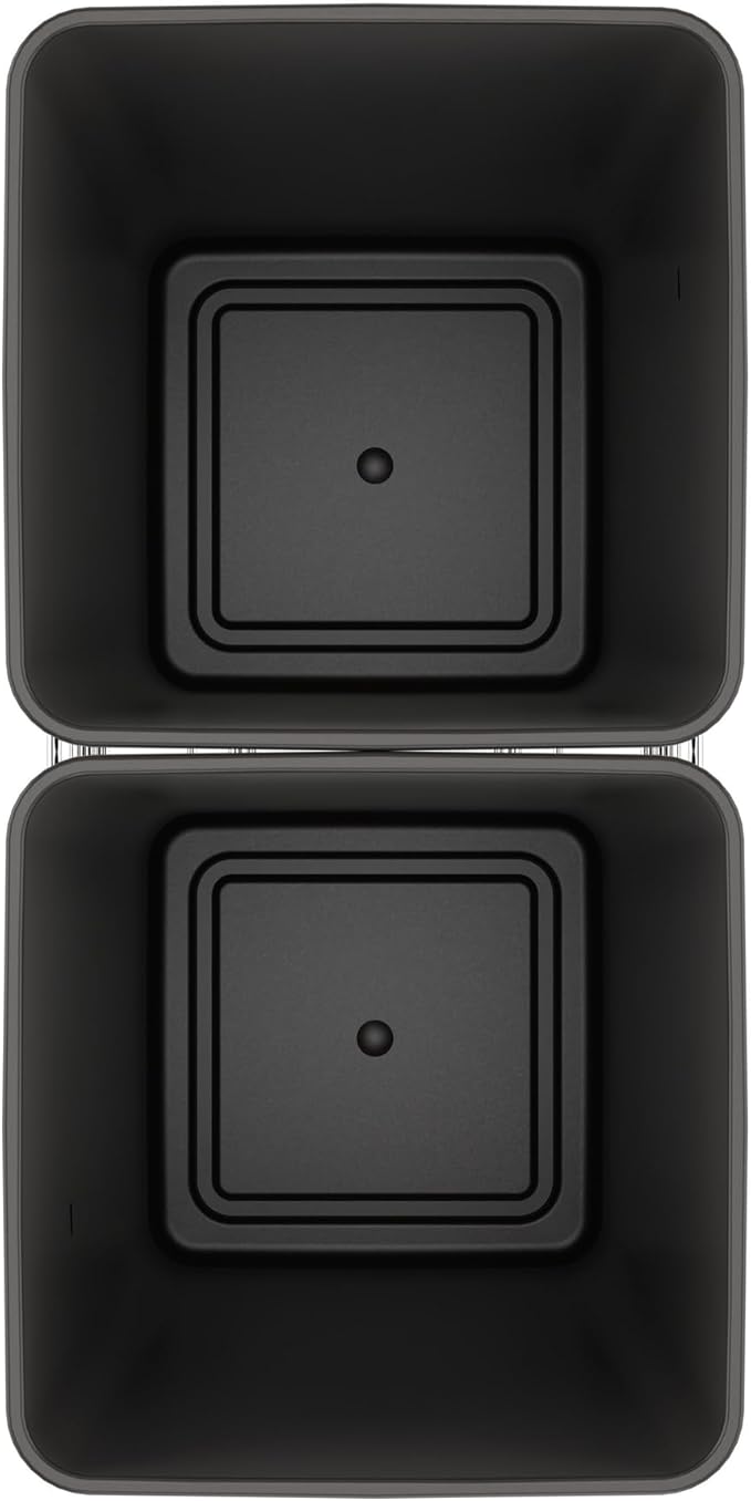 Rev-A-Shelf Double 27 Qt Pullout Trash Can for Base Kitchen Cabinets, Garbage Waste Bin System with Full Extension Slides, Min Opening Width of 11.5", Orion Gray, RV-15KD-13C-S