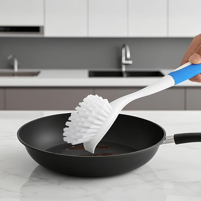 Long Handle Kitchen Cleaning Brush Set of 2, Long Handle Tableware Brush for Dishes, Sinks, pots, Pans, Long Handle Bottle Brush for Water Bottles, Glassware