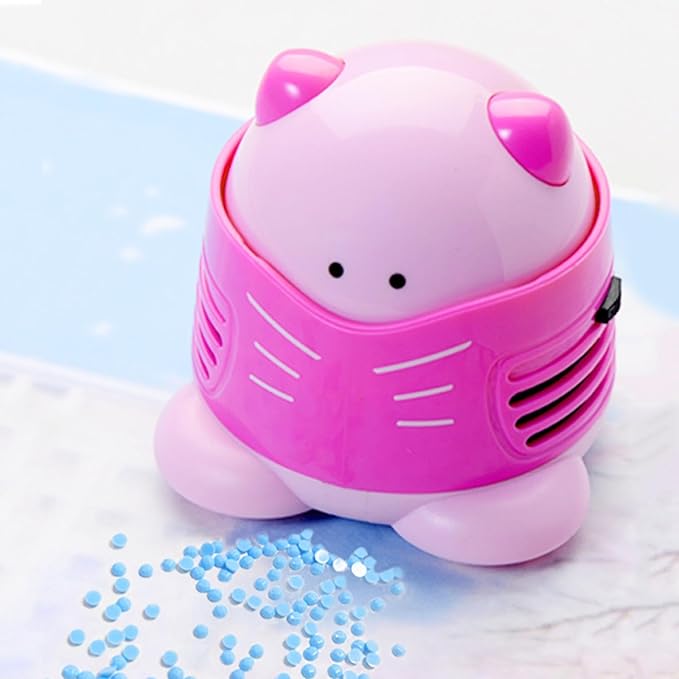 Mini Desktop Vacuum Cleaner Cross Stitch Embroidery Diamond Art Painting Accessories (Extractor - Pink)