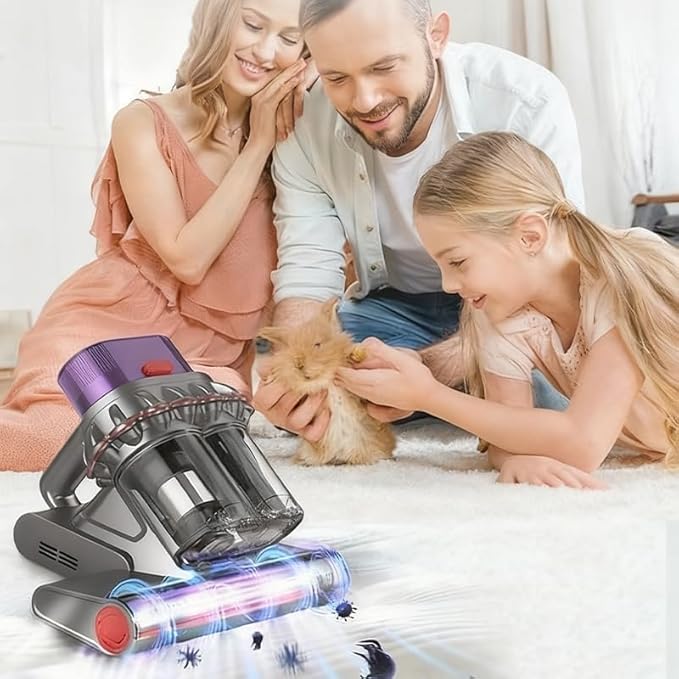 Mattress Vacuum Cleaner with 14kpa Suction, Hepa Filtration & Hot Air, High-Frequency Tapping & Smart Dust Sensor for Effective Bed & Couch Cleaning
