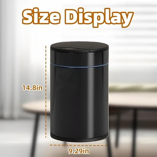 Garbage Can with Lid, Intelligent Sensor Opening and Closing, Small Garbage Can for Living Room, Bedroom, Kitchen and Bathroom (1, Black)