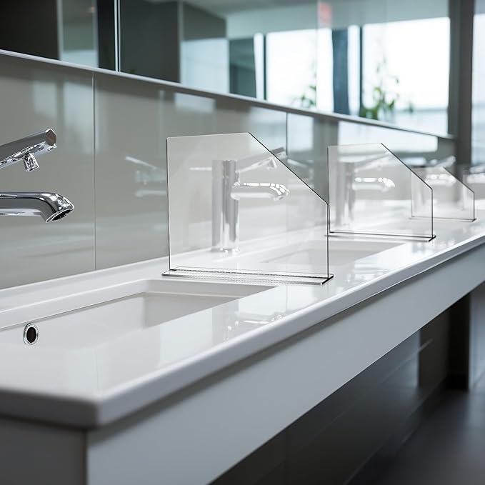 Vesici 2 Pcs Clear Acrylic Sink Splash Guard Freestanding Panel Barrier with Easy Reach Cutaway Kitchen Guard Protective Splatter Barrier for Home Hospital(23.625" Length, 18" Height, 4.5" Base)