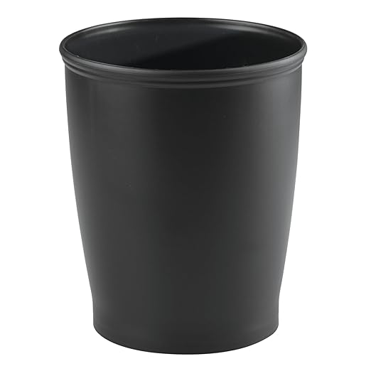 iDesign Small Round Plastic Bathroom Trash Can - Set of 2 - Black - Made in USA