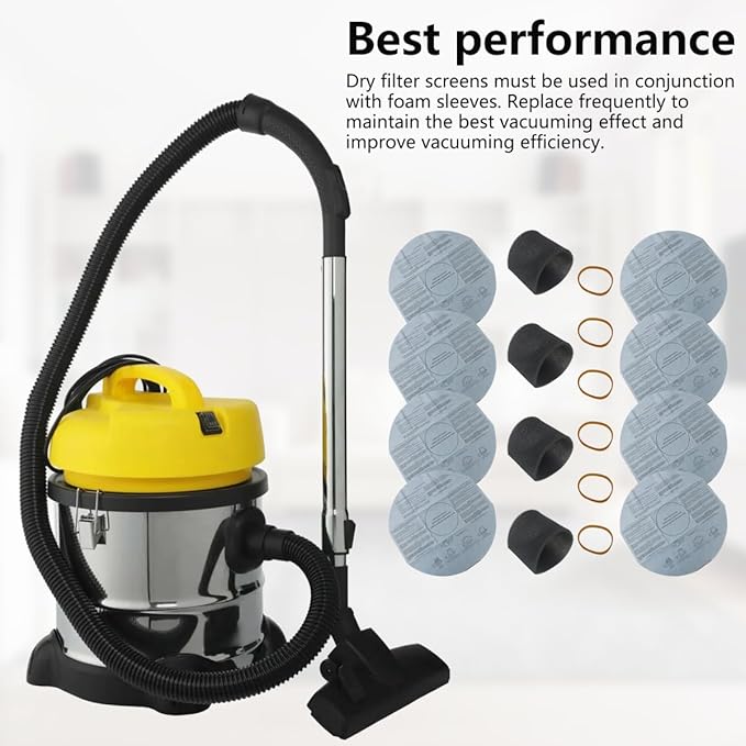 XSPANDER 8x Filters 90107/90137 and 4x Foam Sleeve 90585 & 6x Retaining Bands Fit for shop vac mini 1 gallon: 2011600(2E200); 1x1 vac: 2010100; Fit for Shop vac hang up (2015 Model)(18 Pieces)