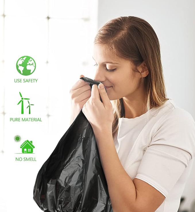 Teivio 1 Gallon(Fit 1-1.2 Gal) 260 Counts Strong Trash Bags 1 Gallon 1.2 Gallon Garbage Bags, Bin Liners, for home office kitchen (Black)