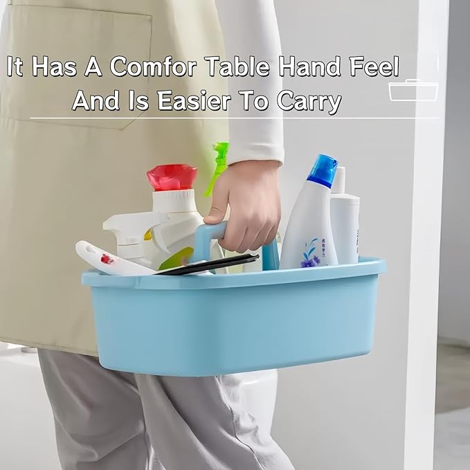 Large Cleaning Caddy Portable Shower Basket Supply Organizer with Handle,Plastic Bucket Tool Storage,for Bathroom,Bedroom,Kitchen,Under Sink Storage (blue)