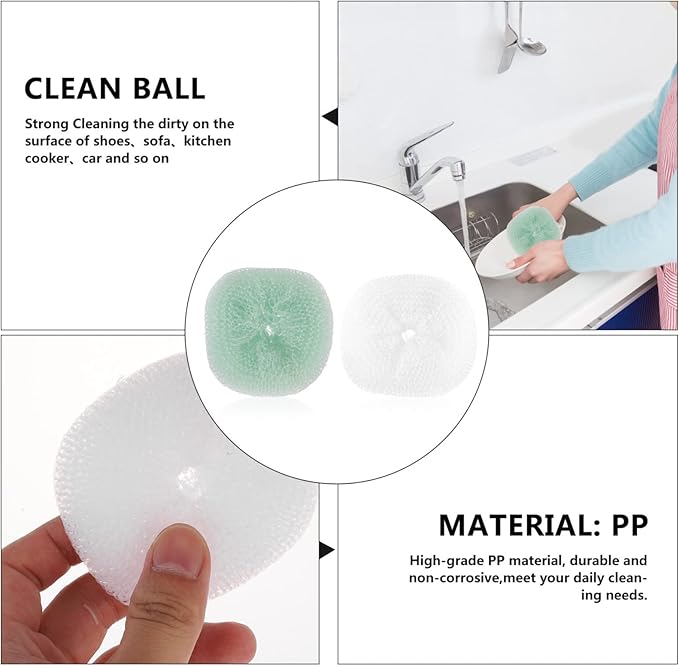 Healeved 3sets Scouring Sponge Kitchen Cleaning Balls Tool Pot Pan Dish Washing Scrubbers Clean Ball 12pcs*3 Random Color