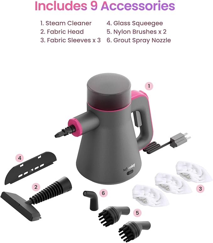 Schenley Portable Handheld Steam Cleaner, High-Pressure Design with Versatile Multi-Surface Accessories, Ideal for Upholstery, Stove, Tiles, Grout, and Auto Cleaning