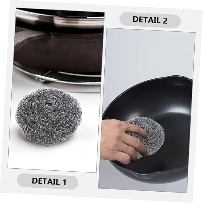 20pcs Wool Scrubber Pads for Pot and Dish Cleaning Metal Cleaning Balls for Kitchen Use for Tough Stains and Grease Removal