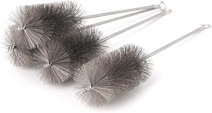 12 Inch Pipe Cleaning Brush Set with Stainless Steel Bristles, Steel Wire Tube Brush Kit for Auto Parts Polishing, Machining, Bottles, Tubes, Etc.(50mm-4pcs)