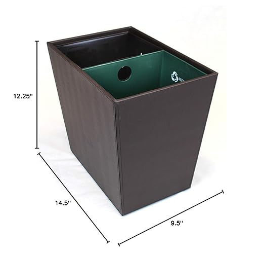 Dual Chamber Recycling & Trash Waste Bin 14.5" x 9" x 12" 22.5 Quarts (Cordoba Brown)