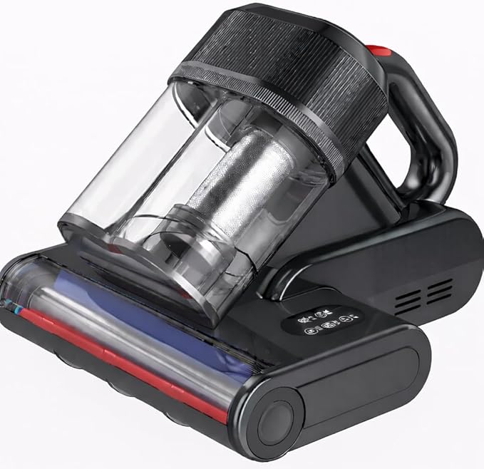 Mattress Vacuum Cleaner, 18Kpa Bed Vacuum with UV-C Light, Heat, HEPA Filter & Ultrasonic for Bed, Sofa, Couch & Crib Black