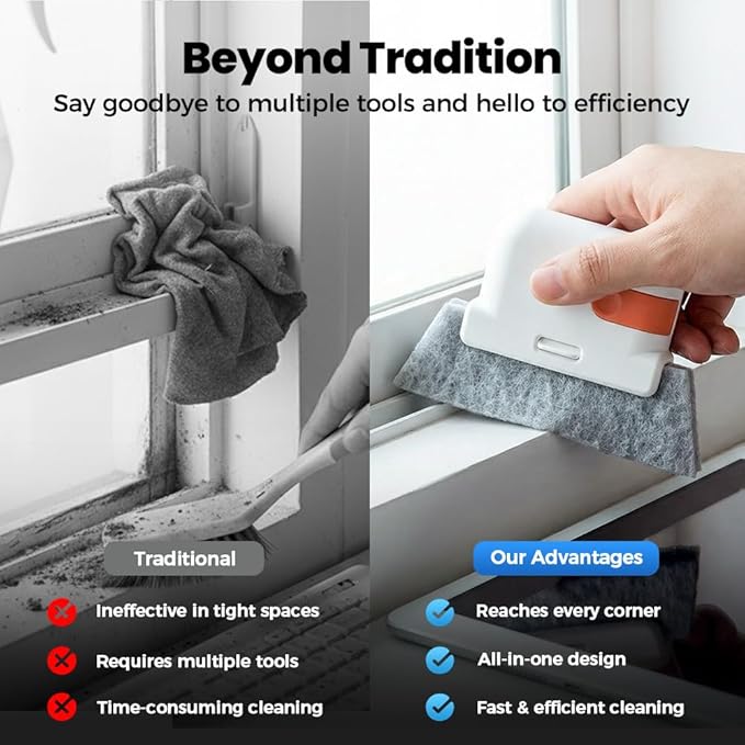 Magic Window Track Cleaner, 2026 Upgraded Handheld Cleaning Brush Set, for Window Slides Grooves, Tile Grout Lines, Shutter Slats, Car AC Vents & Narrow Gaps (Gray-3PCS)